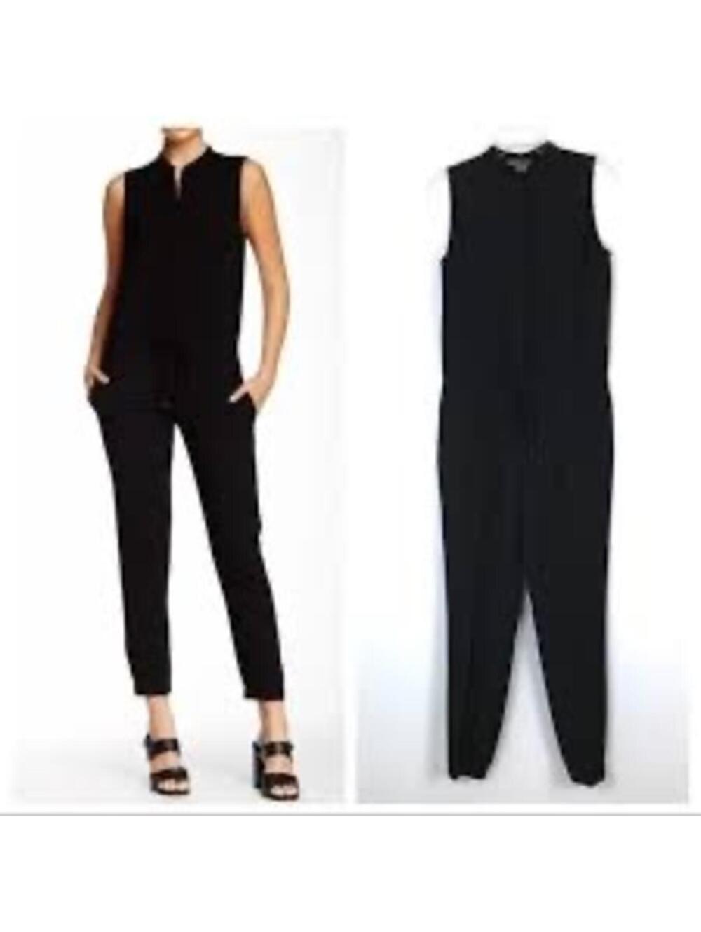 Vince Black Sleeveless Jumpsuit Drawstring Waist Tapered‎ Leg Size 2